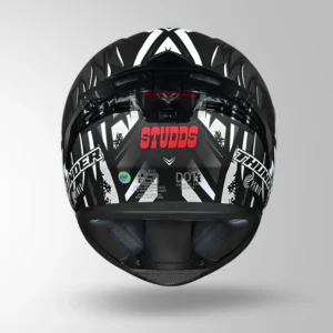 Studds Thunder Fenix Matt Black White Full Face Motorcycle Helmet