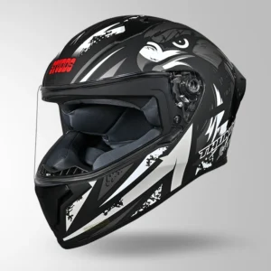 Studds Thunder Fenix Matt Black White Full Face Motorcycle Helmet