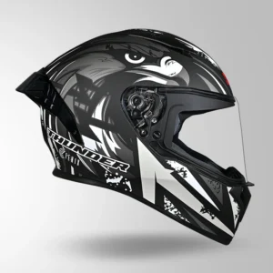 Studds Thunder Fenix Matt Black White Full Face Motorcycle Helmet