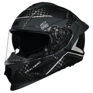 SMK Titan Carbon Nero GL261 Silver Chrome Full Face Carbon Fiber Motorcycle Helmet