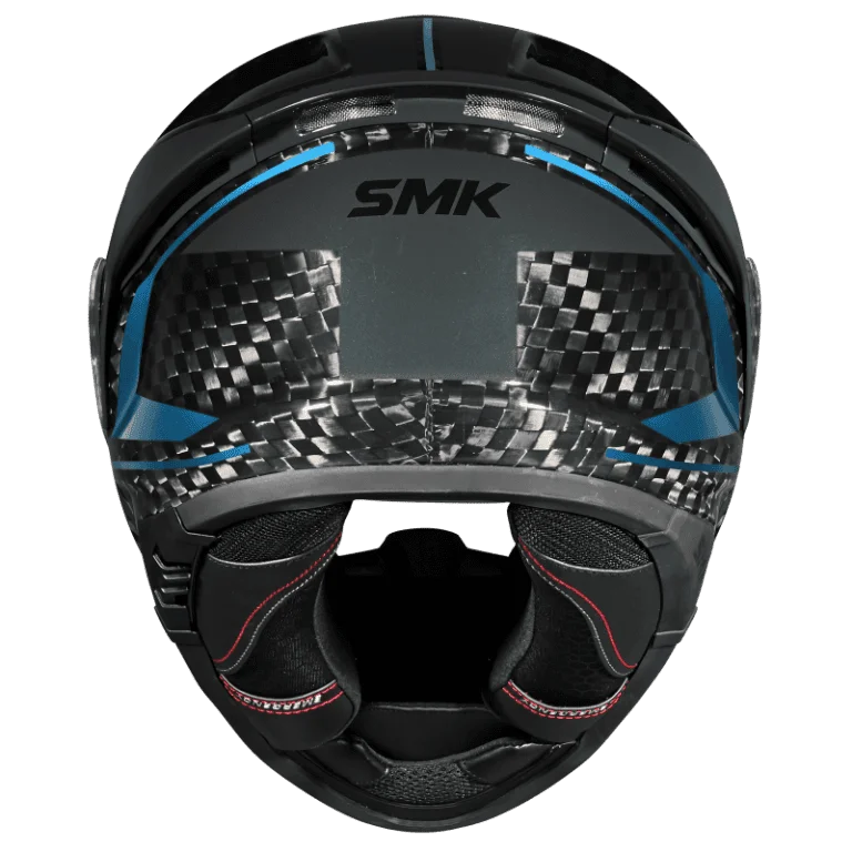 SMK Titan Carbon Nero GL265 Teal Chrome Carbon Fiber Full Face Motorcycle Helmet