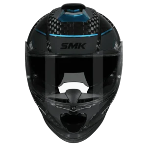 SMK Titan Carbon Nero GL265 Teal Chrome Carbon Fiber Full Face Motorcycle Helmet