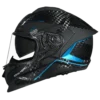 SMK Titan Carbon Nero GL265 Teal Chrome Carbon Fiber Full Face Motorcycle Helmet