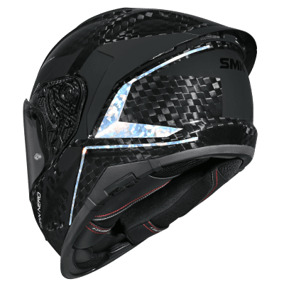 SMK Titan Carbon Nero GL-266 Crystal Chrome Carbon Fiber Full Face Motorcycle Helmet