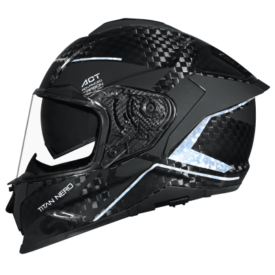 SMK Titan Carbon Nero GL-266 Crystal Chrome Carbon Fiber Full Face Motorcycle Helmet