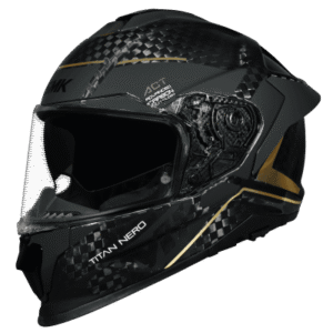 SMK Titan Carbon Nero GL-267 Gold Chrome Carbon Fiber Full Face Motorcycle Helmet