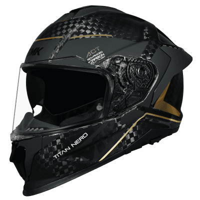 SMK Titan Carbon Nero GL-267 Gold Chrome Carbon Fiber Full Face Motorcycle Helmet
