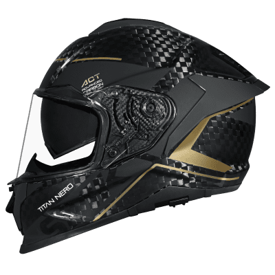 SMK Titan Carbon Nero GL-267 Gold Chrome Carbon Fiber Full Face Motorcycle Helmet