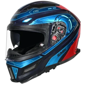 SMK AGNAR CYBORG Helmet GL535 Teal Chrome Full Face Motorcycle Helmet