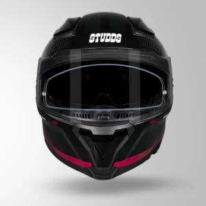 Studds Helios D1 Asphalt Decor Helmet Black and Magenta with Metallic Foil Graphics