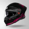 Studds Helios D1 Asphalt Decor Helmet Black and Magenta with Metallic Foil Graphics