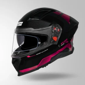 Studds Helios D1 Asphalt Decor Helmet Black and Magenta with Metallic Foil Graphics