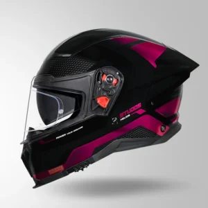 Studds Helios D1 Asphalt Decor Helmet Black and Magenta with Metallic Foil Graphics