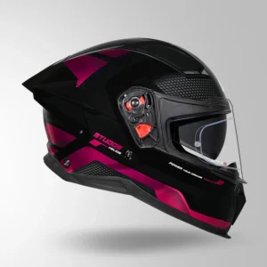 Studds Helios D1 Asphalt Decor Helmet Black and Magenta with Metallic Foil Graphics