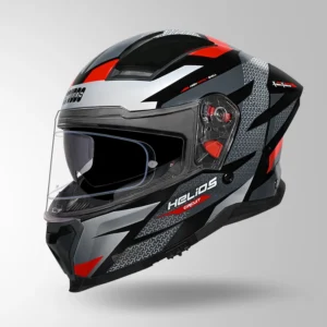 Studds Helios D2 Circuit Decor Helmet Black Red with antifog visor and aerodynamic spoiler