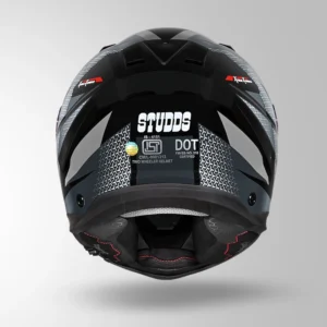Studds Helios D2 Circuit Decor Helmet Black Grey aerodynamic motorcycle helmet