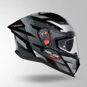 Studds Helios D2 Circuit Decor Helmet Black Grey aerodynamic motorcycle helmet
