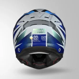 Studds Helios D2 Circuit Decor Helmet Matt Grey Chameleon Blue Green with antifog visor