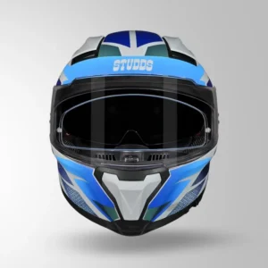 Studds Helios D2 Circuit Decor Helmet Matt Grey Chameleon Blue Green with antifog visor