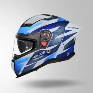 Studds Helios D2 Circuit Decor Helmet Matt Grey Chameleon Blue Green with antifog visor