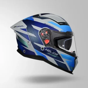 Studds Helios D2 Circuit Decor Helmet Matt Grey Chameleon Blue Green with antifog visor