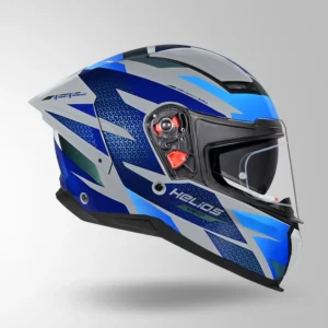 STUDDS Helios D2 Circuit Decor Helmet Chameleon Grey Blue full face helmet with aerodynamic spoiler