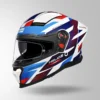 Studds Helios D2 Circuit Decor Helmet Matt White Blue Full Face Helmet