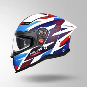 Studds Helios D2 Circuit Decor Helmet Matt White Blue Full Face Helmet
