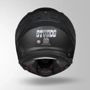 Studds Helios Matt Black Full Face Helmet with ANTIFOG visor and aerodynamic spoiler