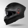 Studds Helios Matt Black Full Face Helmet with ANTIFOG visor and aerodynamic spoiler