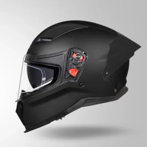 Studds Helios Matt Black Full Face Helmet with ANTIFOG visor and aerodynamic spoiler