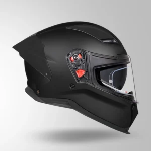 Studds Helios Matt Black Full Face Helmet with ANTIFOG visor and aerodynamic spoiler