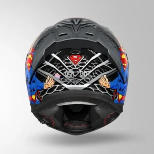 STUDDS Helios Superman Edition Silver Blue Full Face Riding Helmet
