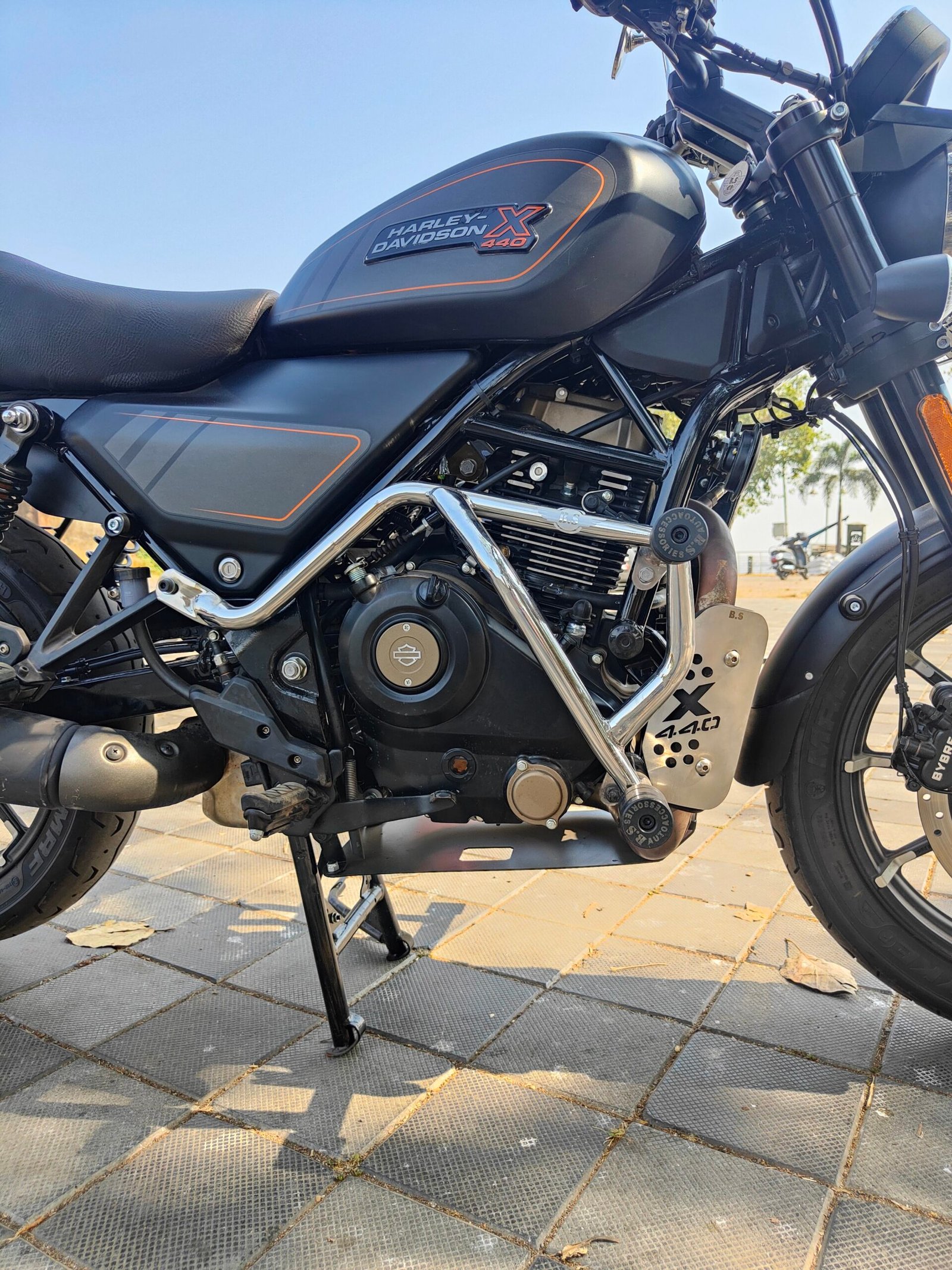 BS Auto Crash Guard Harley Davidson X440 Chrome Stainless Steel Dual Slider Crash Protection