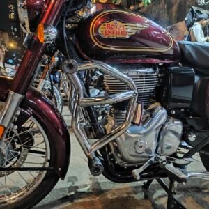 BS Auto Royal Enfield Classic Reborn crash guard chrome dual sliders heavy duty stainless steel