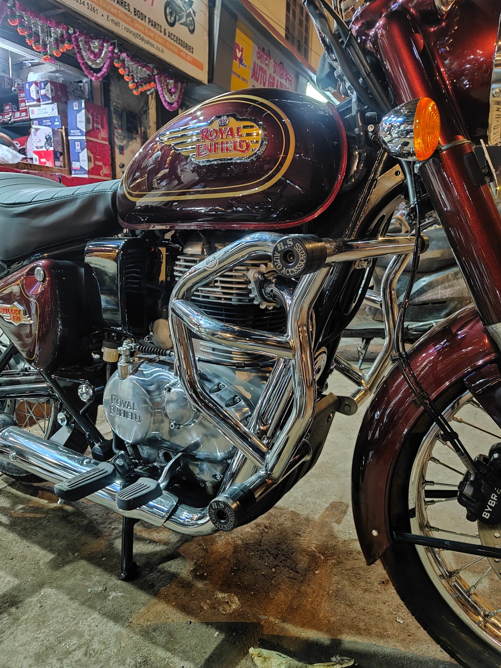 Royal Enfield Bullet crash guard stainless steel with sliders BS Auto for Classic 350 Electra Standard BS4