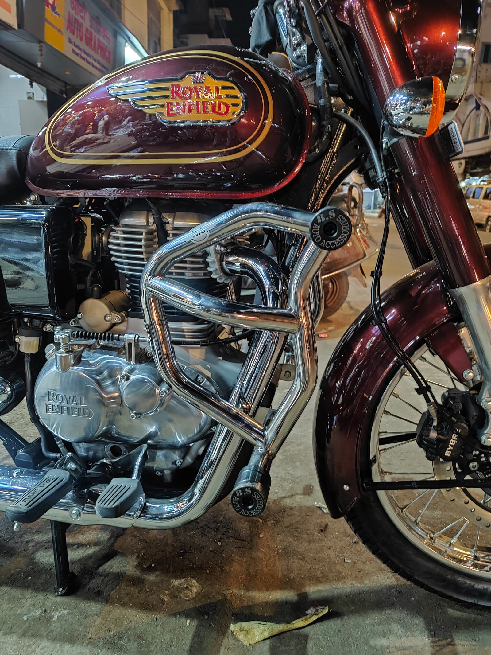 Royal Enfield Bullet crash guard stainless steel with sliders BS Auto for Classic 350 Electra Standard BS4