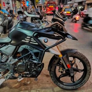 BMW G310 GS stainless steel crash guard with sliders black powder coated BS Auto