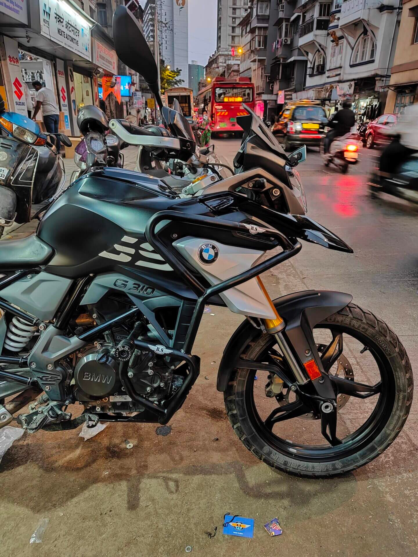 BMW G310 GS stainless steel crash guard with sliders black powder coated BS Auto