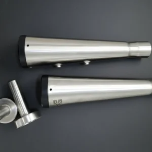 SS MOTO CORP Slim Can Slip-On Silencers in Black and Steel Finish for Royal Enfield Interceptor 650