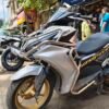BS Auto Yamaha Aerox 155 stainless steel crash guard with sliders and pillion footrest chrome finish