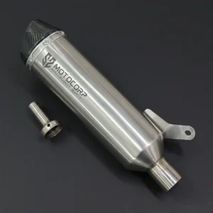 SS MotoCorp slip-on exhaust with carbon fiber tip for Royal Enfield Himalayan 450 stainless steel adventure motorcycle silencer