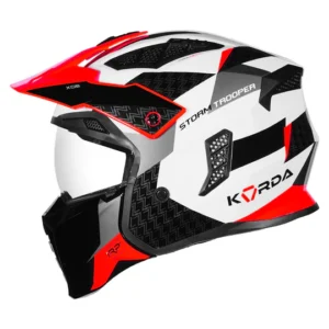 Korda StormTrooper Xoe Helmet Red 4 in 1 modular full face open face helmet