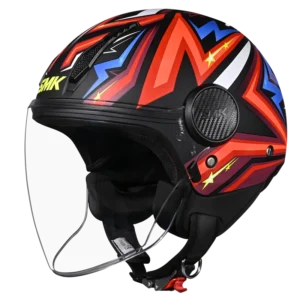 SMK Laminar Starz Open Face Helmet MA235 with long visor and stylish graphics