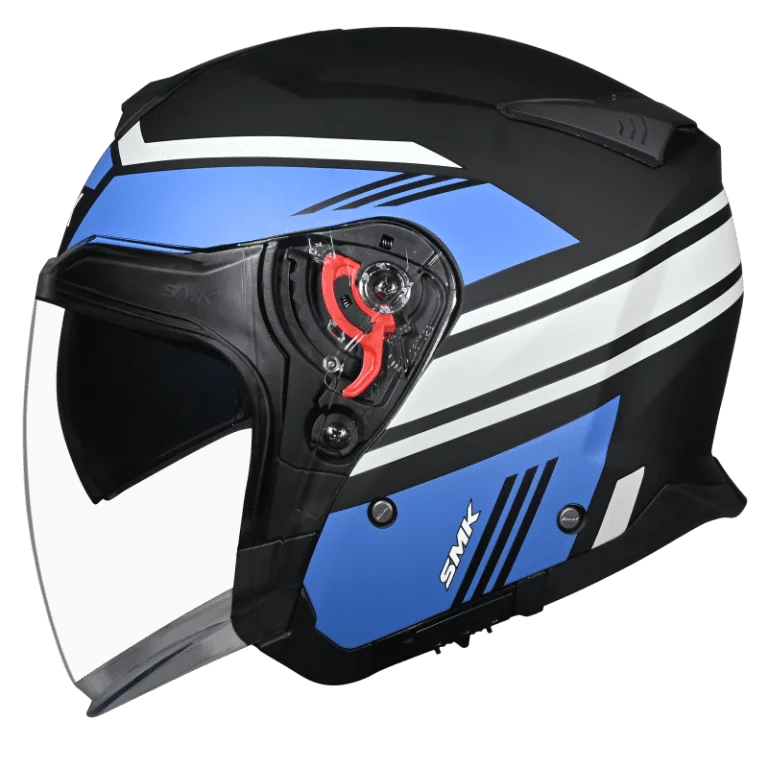 SMK GTJ Rambler Open Face Helmet MA256 with retractable sun visor and wide anti-scratch visor