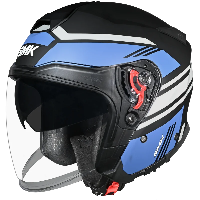 SMK GTJ Rambler Open Face Helmet MA256 with retractable sun visor and wide anti-scratch visor