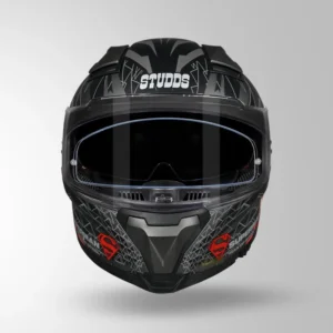 STUDDS Helios Superman Edition Matt Grey Blue Full Face Helmet