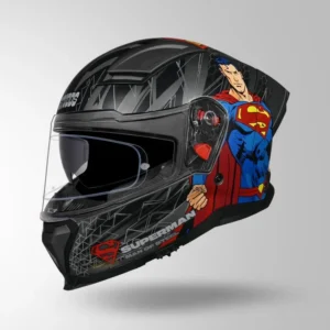 STUDDS Helios Superman Edition Matt Grey Blue Full Face Helmet