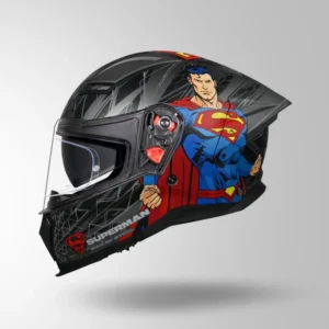 STUDDS Helios Superman Edition Matt Grey Blue Full Face Helmet