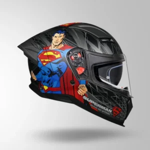 STUDDS Helios Superman Edition Matt Grey Blue Full Face Helmet